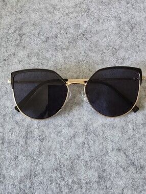 Gold Frame Black Lens Women's Sunglasses